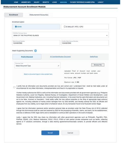 APPLICATION FOR ACCOUNT ENROLLMENT WITH THE .